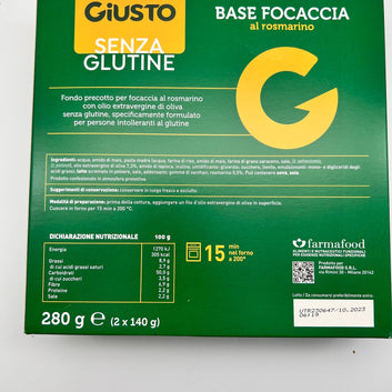 Focaccia al rosmarino senza glutine - 2x140gr